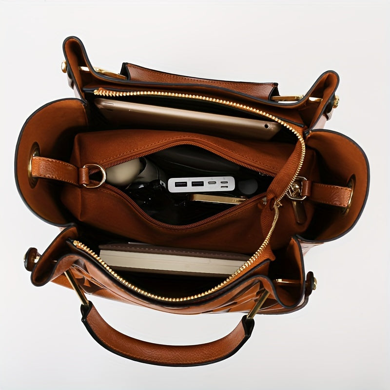 Vintage Embossed Bucket Bag - Spacious & Stylish - Soft, Designer Quality - Ideal for Work & Casual Outings