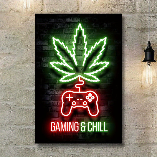 -Definition Fabric Canvas Weed Neon Lights Art Poster -