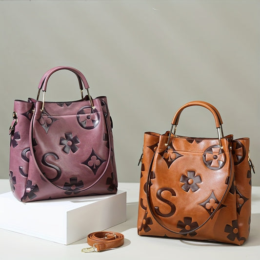 Vintage Embossed Bucket Bag - Spacious & Stylish - Soft, Designer Quality - Ideal for Work & Casual Outings