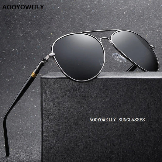 Male Vintage Black Pilot Sunglasses UV400