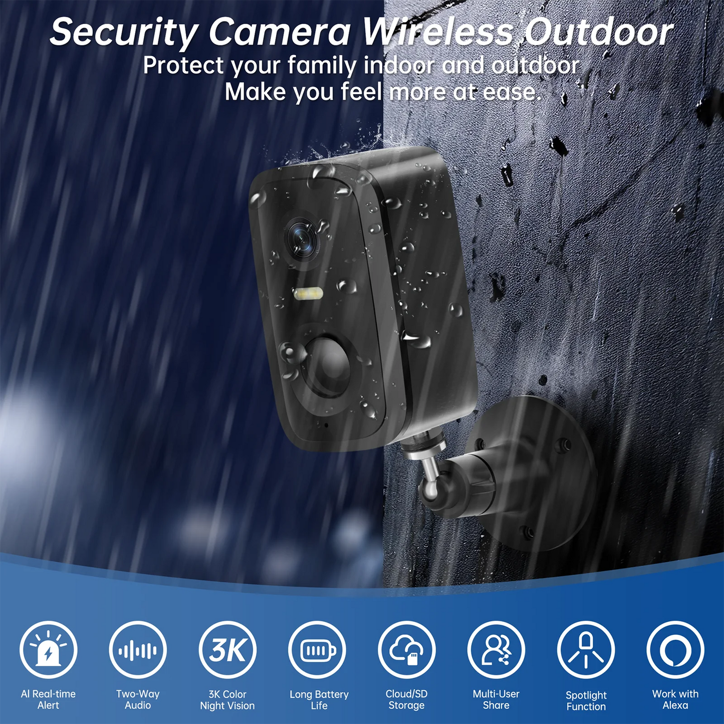 Outdoor Battery Wireless Security Video Camra 5G WIFI Network