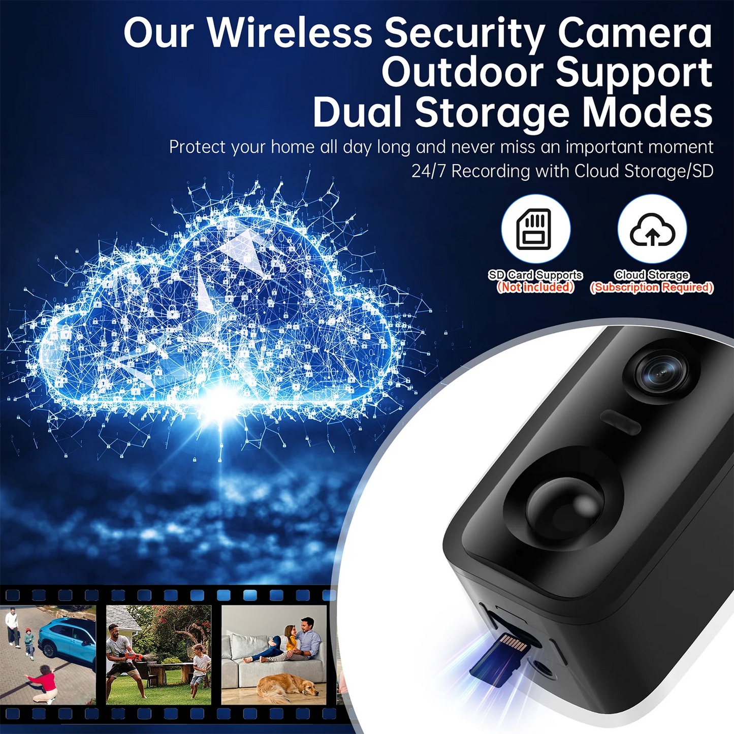 Outdoor Battery Wireless Security Video Camra 5G WIFI Network