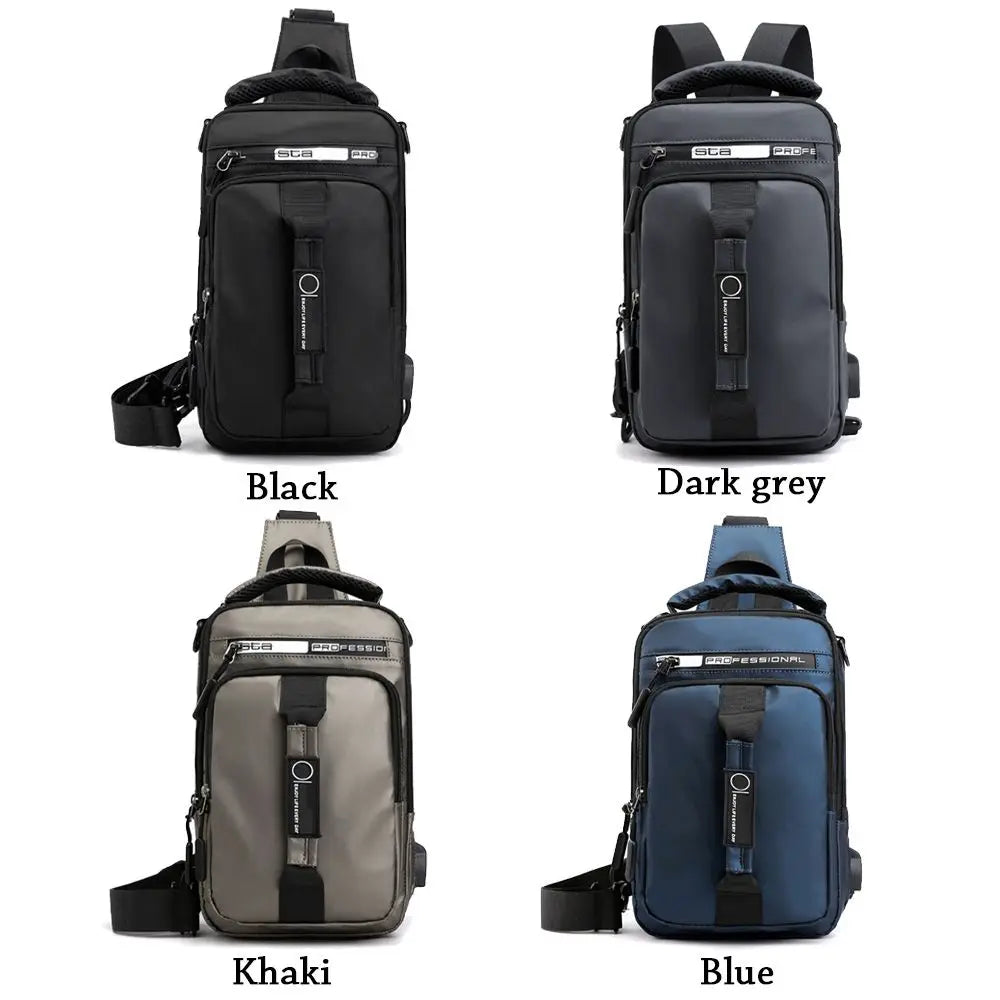 Anti-theft Chest Shoulder Bag Men's Sling Crossbody Bag Messenger Backpack USB Port Charging