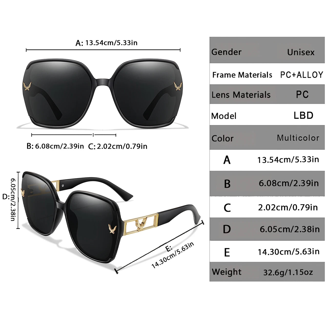 Large Shades for Daily Outfit shopping, Selfie, Party, Travel, Beach