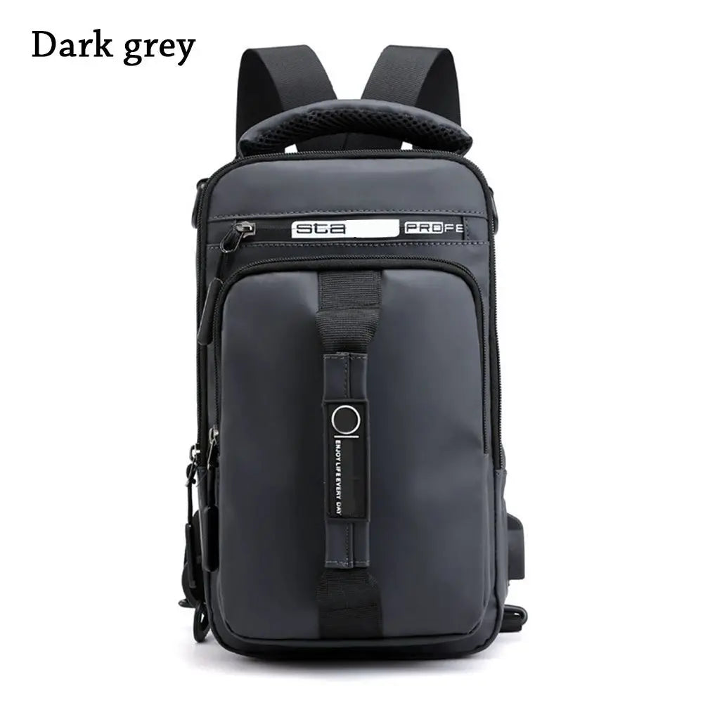 Anti-theft Chest Shoulder Bag Men's Sling Crossbody Bag Messenger Backpack USB Port Charging