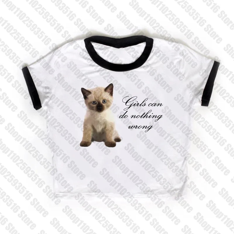 Punk Grunge cat Camisole Top Aesthetic Streetwear Womens Print Crop Top Y2k Clothes