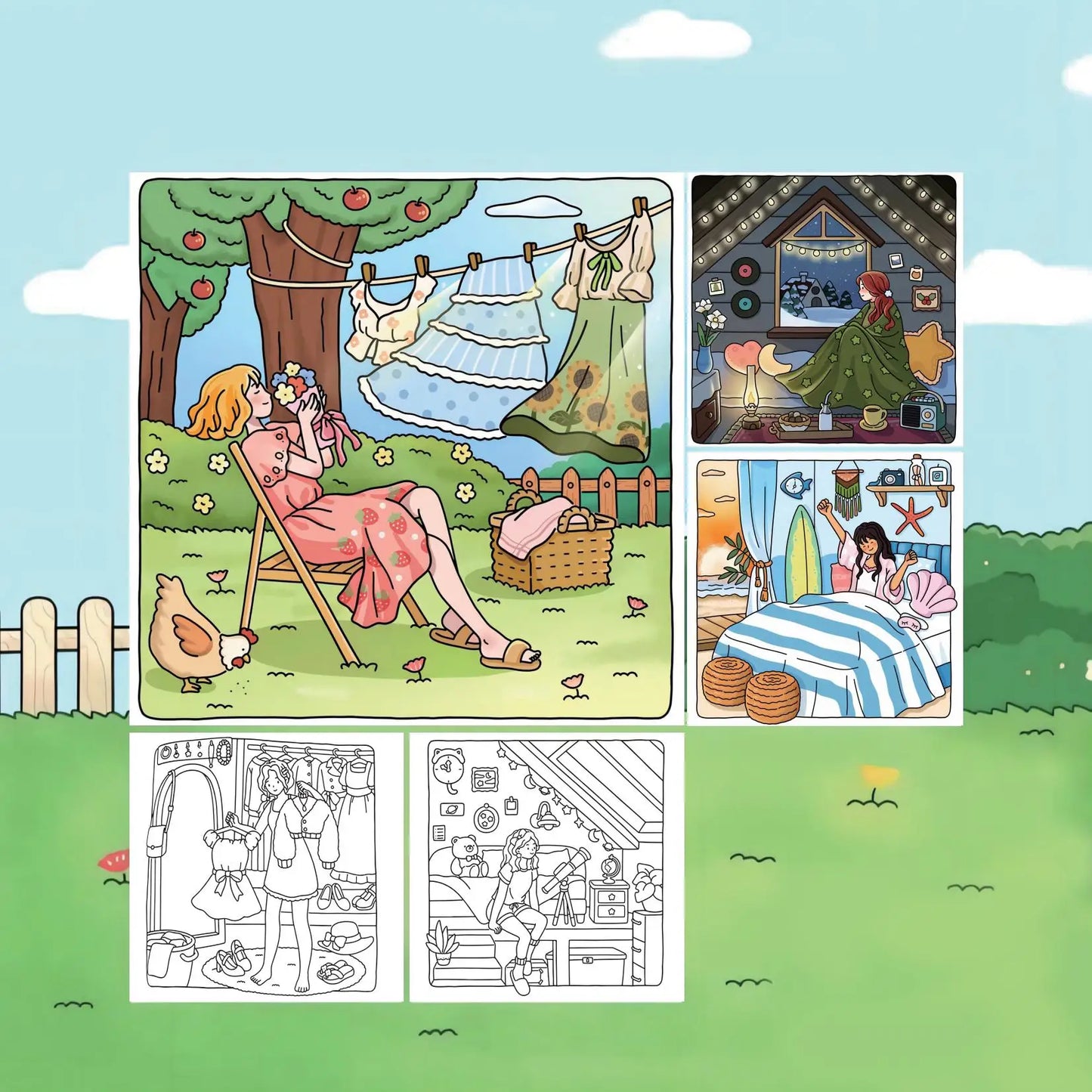 Garden Fun Coloring Book: Explore a beautiful garden. Enjoy charming drawings of adorable characters, the perfect way to relax.