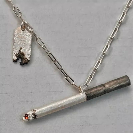 Punk Personality Charm Pendant Necklace for Men Women Punk Lonely Lgnited Cigarettes Necklace Hip Hop Jewelry Accessories Gifts