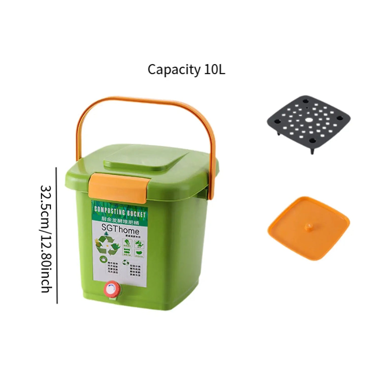 8/10/15L Indoor Compost Bin Courtyard Compost Box for Balcony Household Kitchen Waste Composter Organic Fertilizer Maker Garden