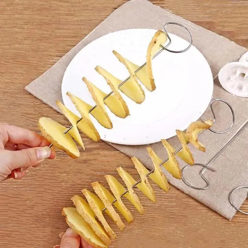 Spiral Potato Cutter Twisted Slice Potato Tower Whirlwind Potato Cut Diy Creative Fruit And Vegetable Spiral Slicer For Kitchen
