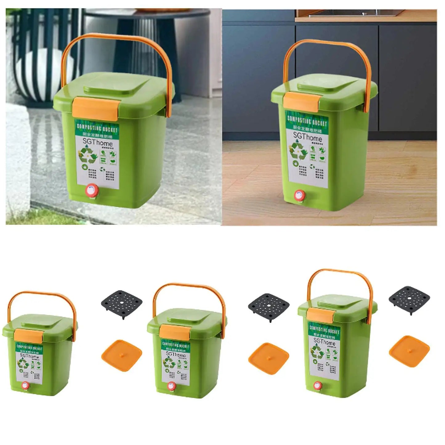 8/10/15L Indoor Compost Bin Courtyard Compost Box for Balcony Household Kitchen Waste Composter Organic Fertilizer Maker Garden