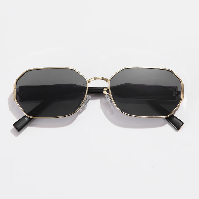 Designer Retro Metal Rectangle Sunglasses