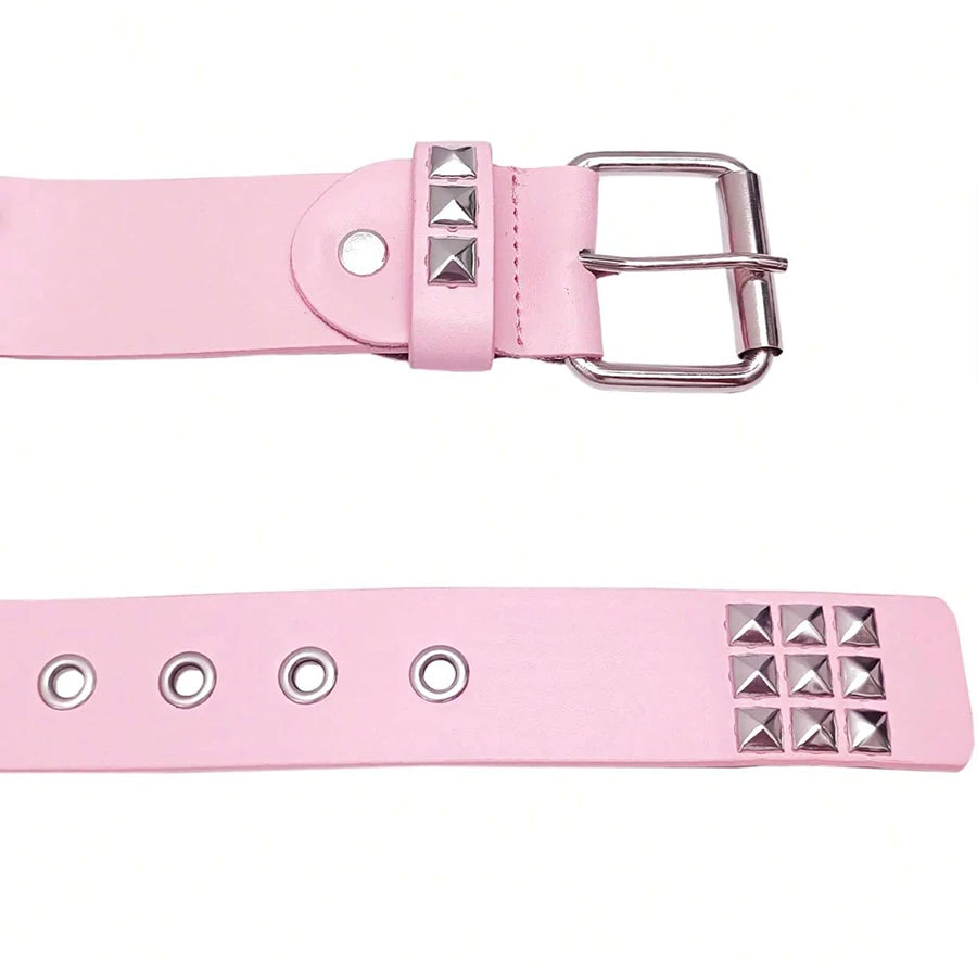 Pink Y2K Punk Goth Rivet Belt with Studded for Womens Girls Cute Punk Accessories