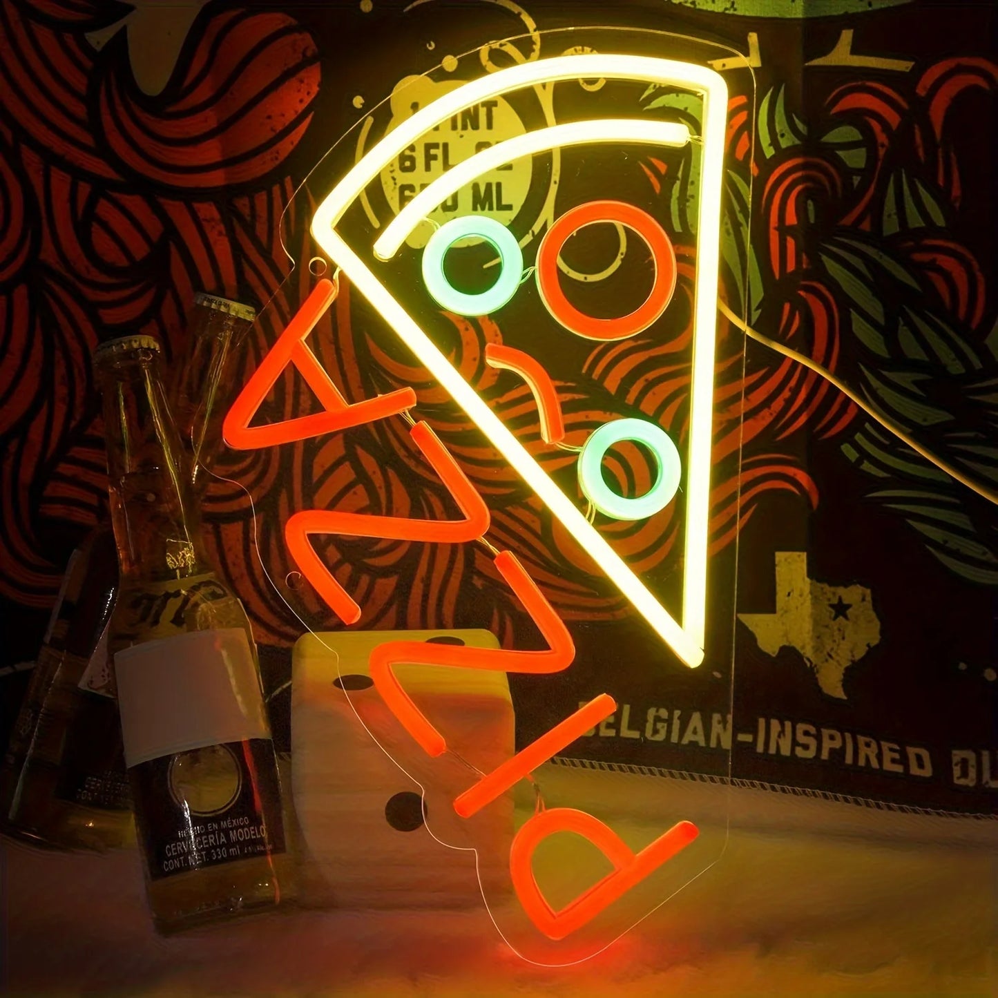 Pizza Neon Sign for Pizzeria Decor, Pizza Shaped Neon Sign,Pizza LED Neon Light for Restaurant,Kitchen,Store,Party,USB Powered