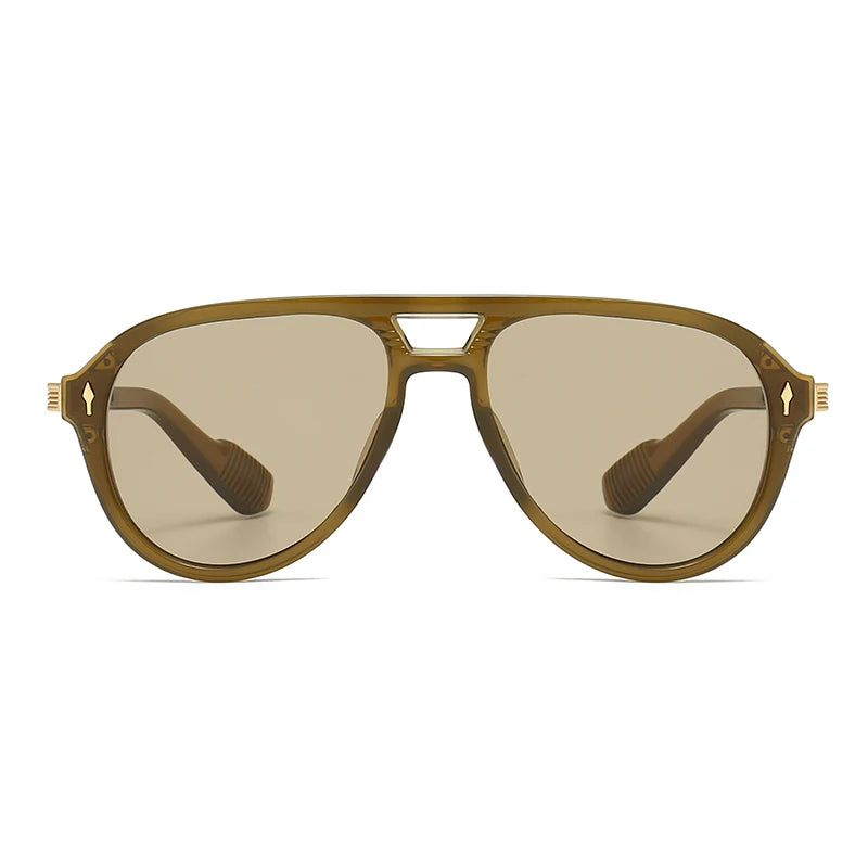 Aviator Glasses Retro Double-Brorgon Square Frame Sunglasses