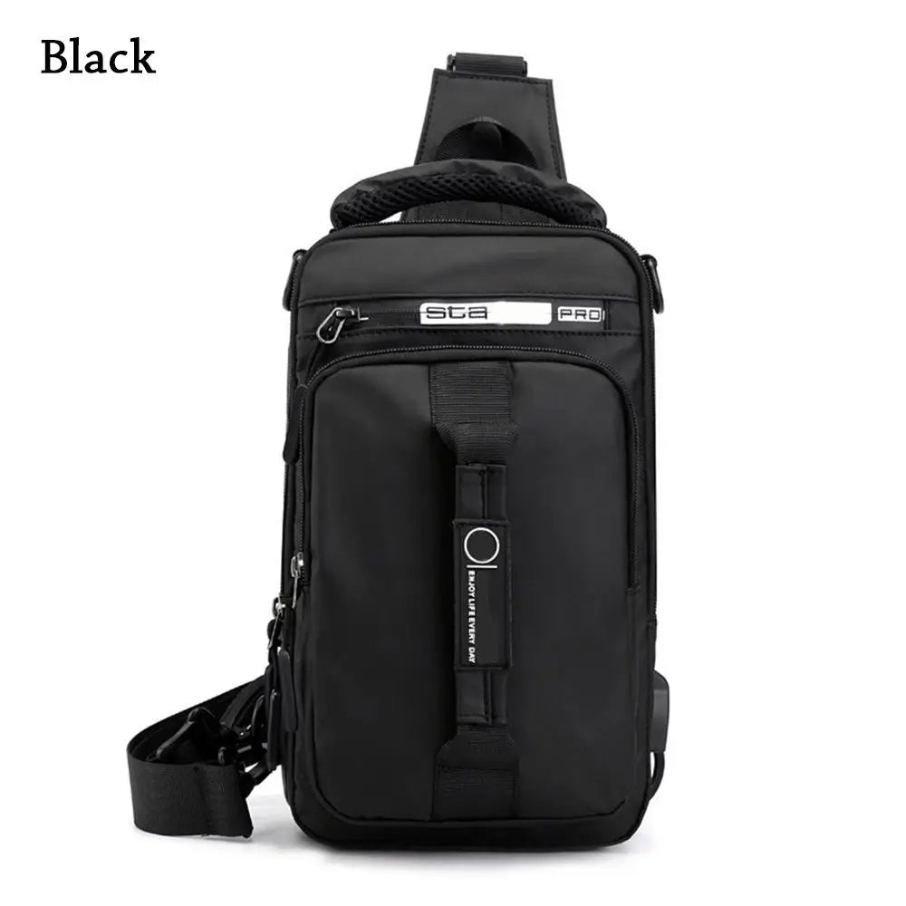 Anti-theft Chest Shoulder Bag Men's Sling Crossbody Bag Messenger Backpack USB Port Charging