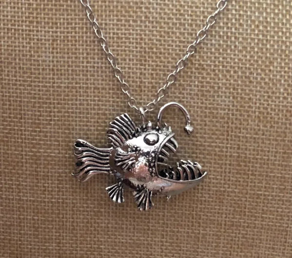 Angler Goosefish Necklace Punk Ocean Shine Hunter Gothic Punk Fish Pendant Scary Lantern of Deep Gothic Jewelry
