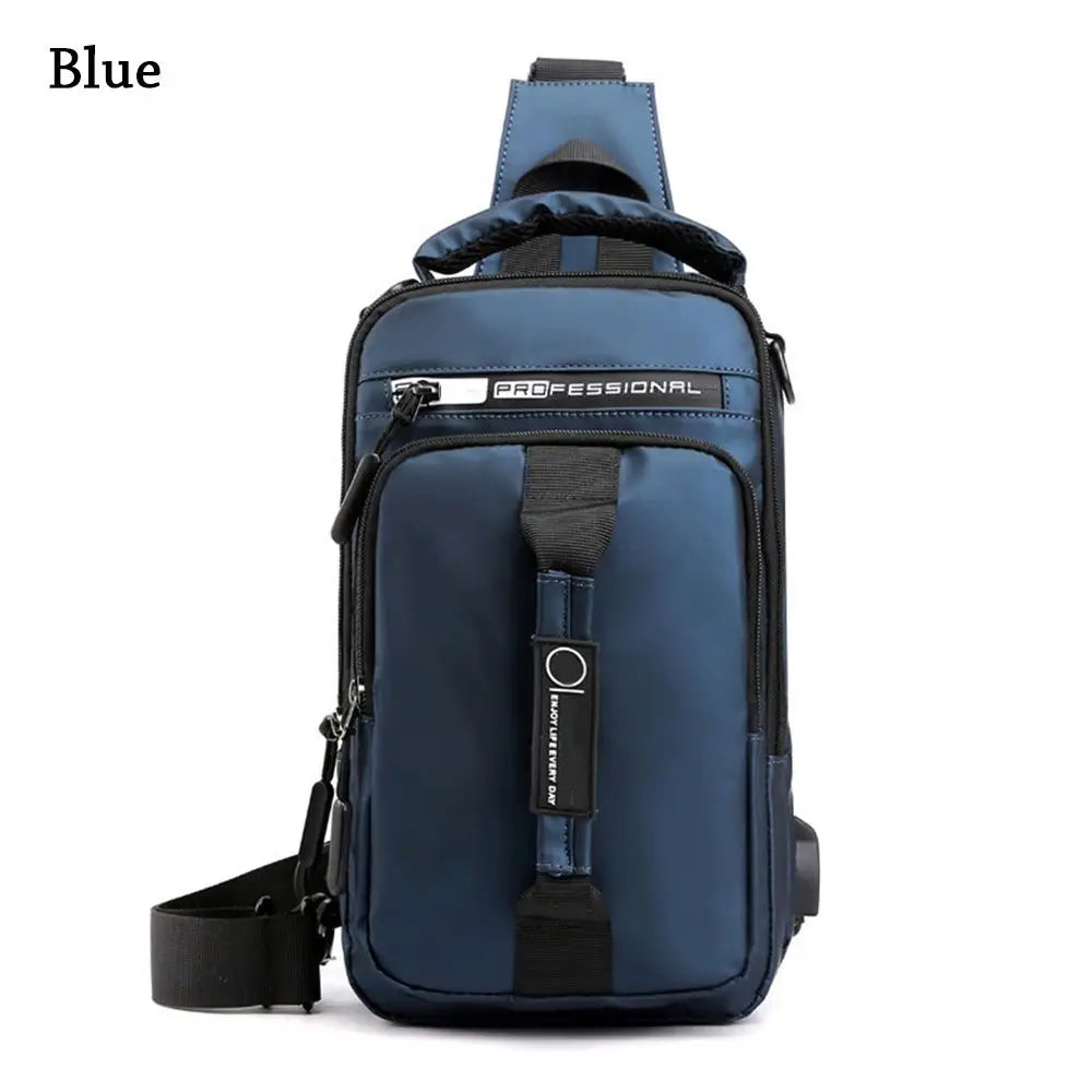 Anti-theft Chest Shoulder Bag Men's Sling Crossbody Bag Messenger Backpack USB Port Charging