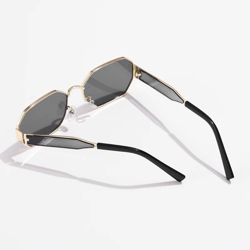 Designer Retro Metal Rectangle Sunglasses