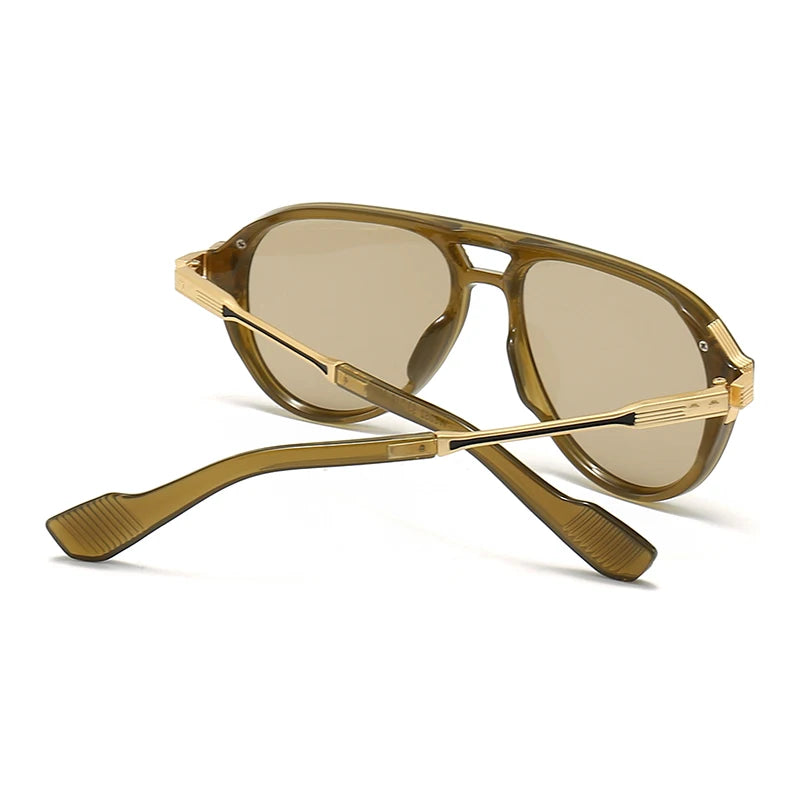 Aviator Glasses Retro Double-Brorgon Square Frame Sunglasses