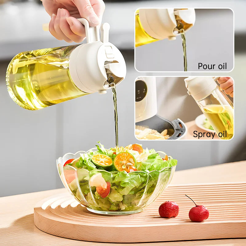 2in1 500ml Plastic Spray Oil Sprayer Bottle Spray Oil Dispenser Oil Jar Cruet BBQ Kitchen Baking Roasting