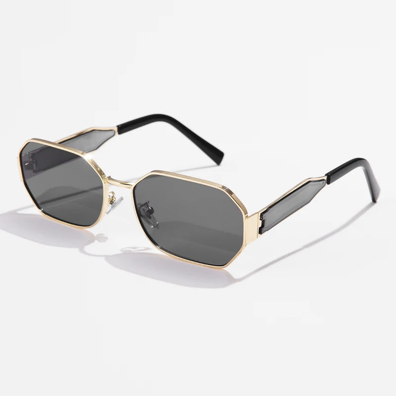 Designer Retro Metal Rectangle Sunglasses