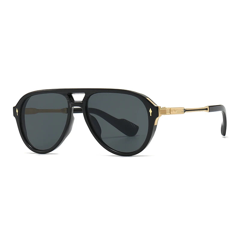 Aviator Glasses Retro Double-Brorgon Square Frame Sunglasses