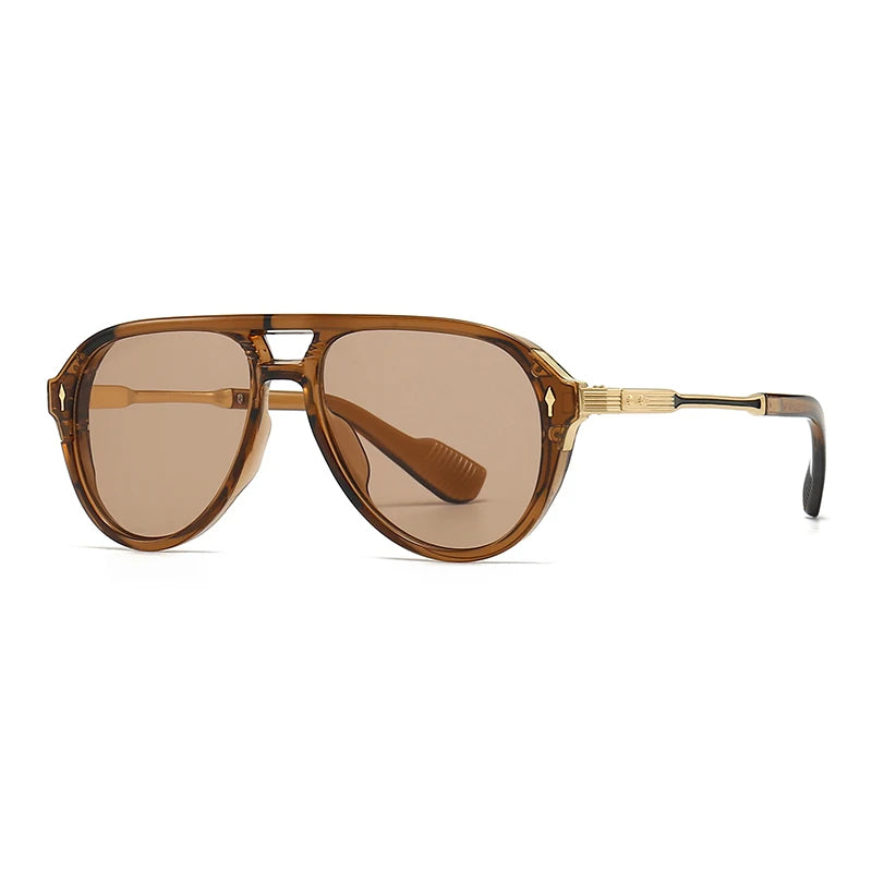 Aviator Glasses Retro Double-Brorgon Square Frame Sunglasses