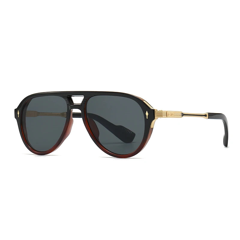Aviator Glasses Retro Double-Brorgon Square Frame Sunglasses