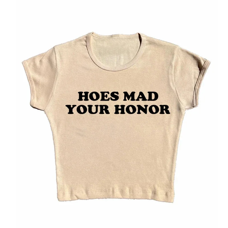 Aesthetic Vintage Y2k Style Clothes High Street Print Baby Tees Slim Crop Tops Streetwear Goth Short Sleeve Emo Girls Tops emo
