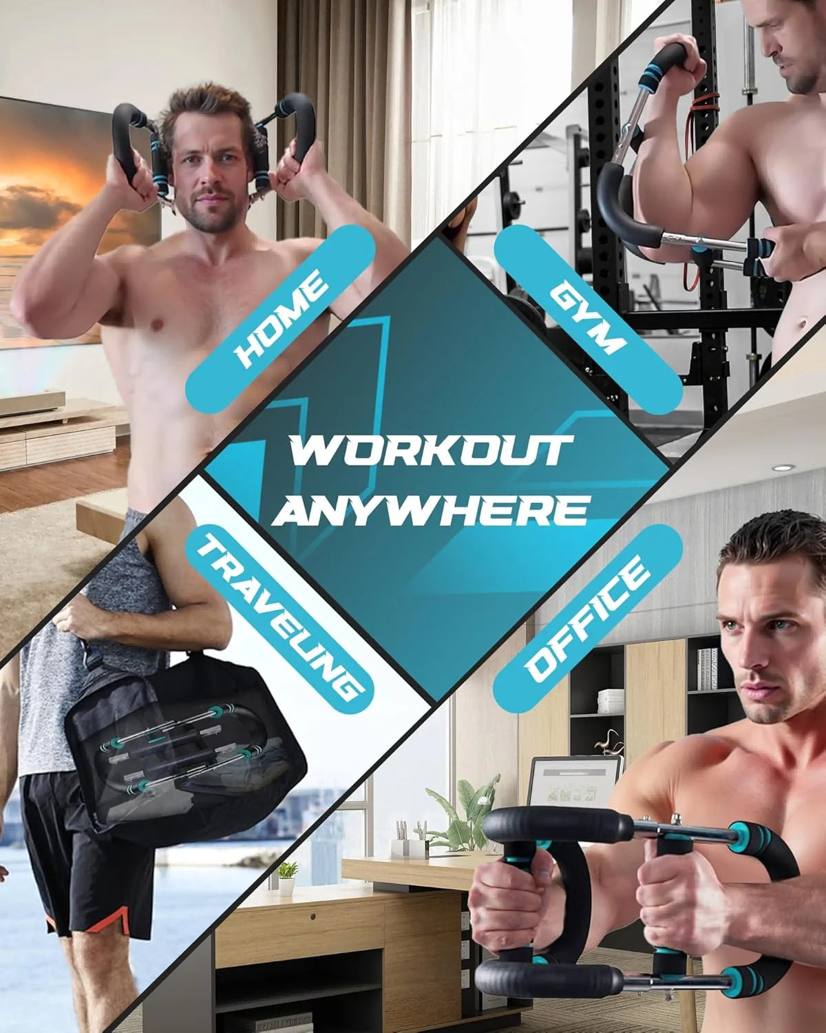 Twister Arm Exerciser with Foam Handle Adjustable Spring Workout Bar Forearm Triceps Chest Expander Portable Fitness Equipment