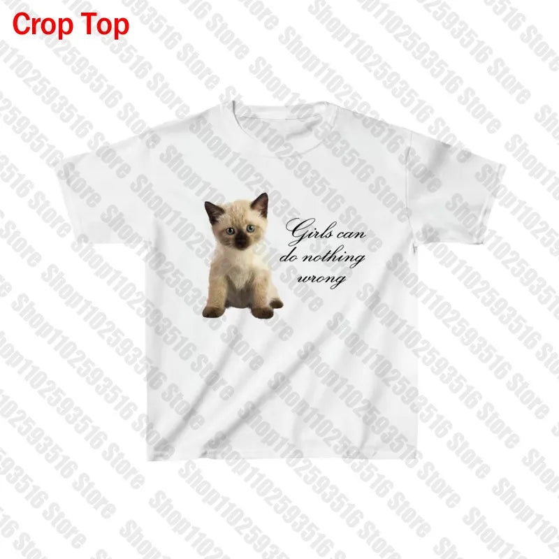 Punk Grunge cat Camisole Top Aesthetic Streetwear Womens Print Crop Top Y2k Clothes