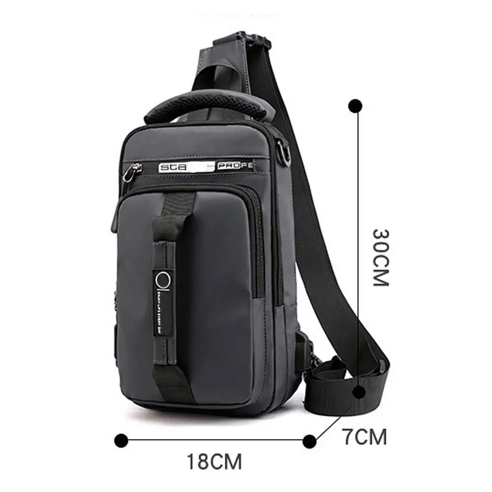 Anti-theft Chest Shoulder Bag Men's Sling Crossbody Bag Messenger Backpack USB Port Charging