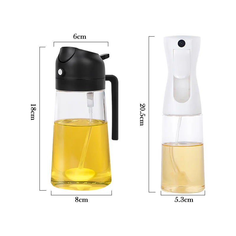2in1 500ml Plastic Spray Oil Sprayer Bottle Spray Oil Dispenser Oil Jar Cruet BBQ Kitchen Baking Roasting