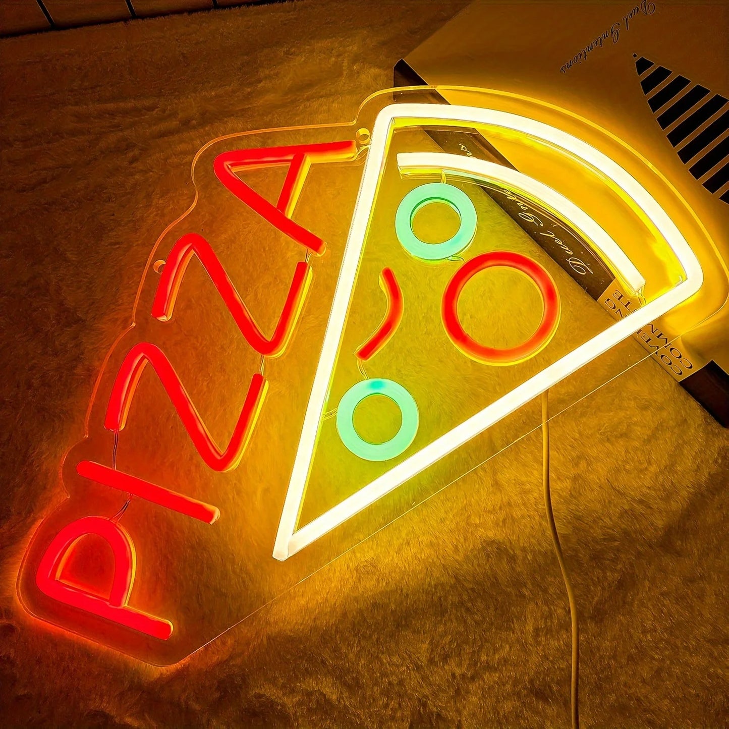 Pizza Neon Sign for Pizzeria Decor, Pizza Shaped Neon Sign,Pizza LED Neon Light for Restaurant,Kitchen,Store,Party,USB Powered