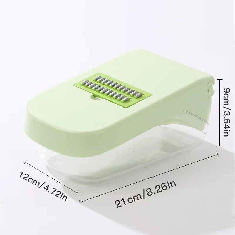 1Pc Green  12 in 1 Multifunctional Vegetable Slicer Cutter Shredders Slicer With Basket Fruit Potato Chopper Carrot Grater
