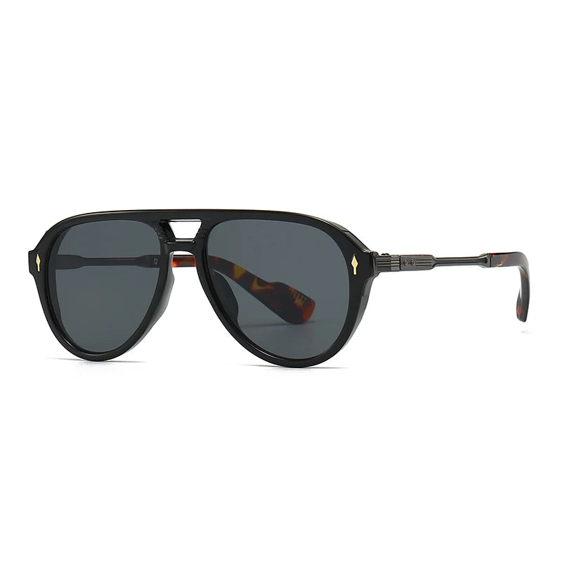 Aviator Glasses Retro Double-Brorgon Square Frame Sunglasses