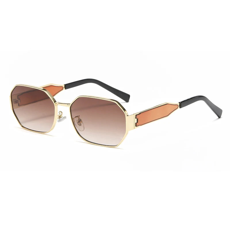 Designer Retro Metal Rectangle Sunglasses