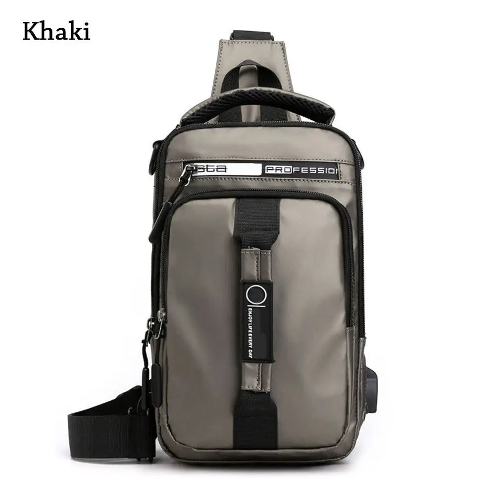 Anti-theft Chest Shoulder Bag Men's Sling Crossbody Bag Messenger Backpack USB Port Charging