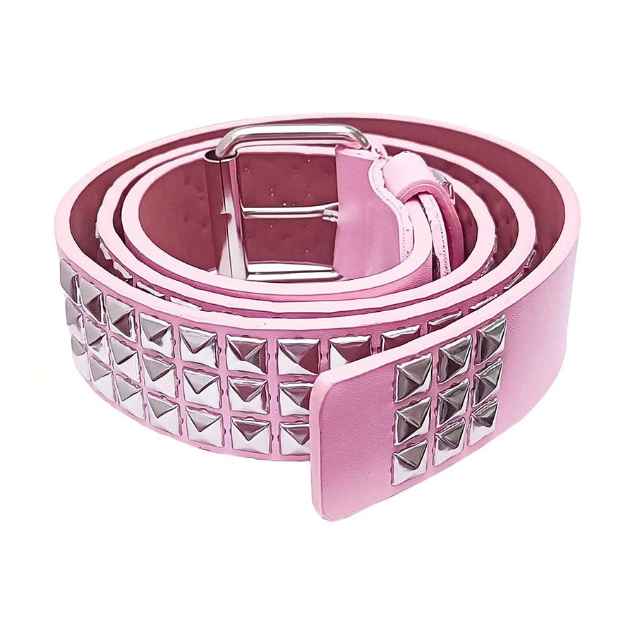 Pink Y2K Punk Goth Rivet Belt with Studded for Womens Girls Cute Punk Accessories