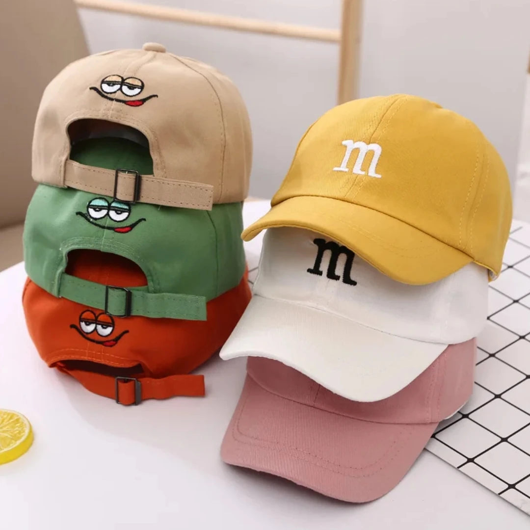 M Letter Embroidered Kids Caps 1-6-8-12-15 Years