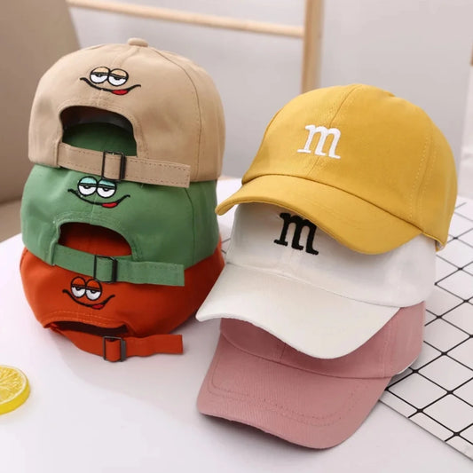 M Letter Embroidered Kids Caps 1-6-8-12-15 Years