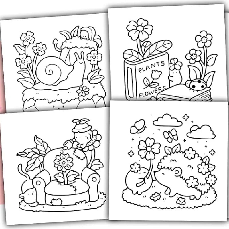 Into the Garden: A bold and simple coloring book for adults and teens featuring plants, flowers and cute animals