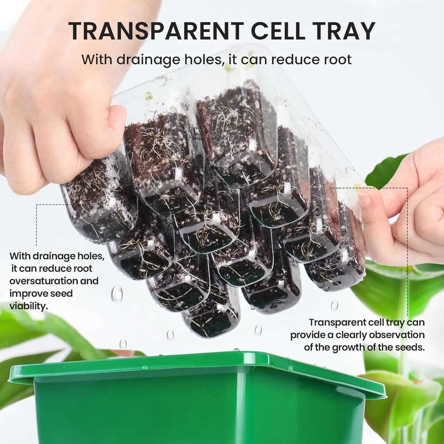 Seed Starter Tray Plant Starter Kit and Base Mini Greenhouse Germination Kit for Seeds Growing Starting
