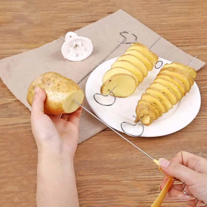 Spiral Potato Cutter Twisted Slice Potato Tower Whirlwind Potato Cut Diy Creative Fruit And Vegetable Spiral Slicer For Kitchen