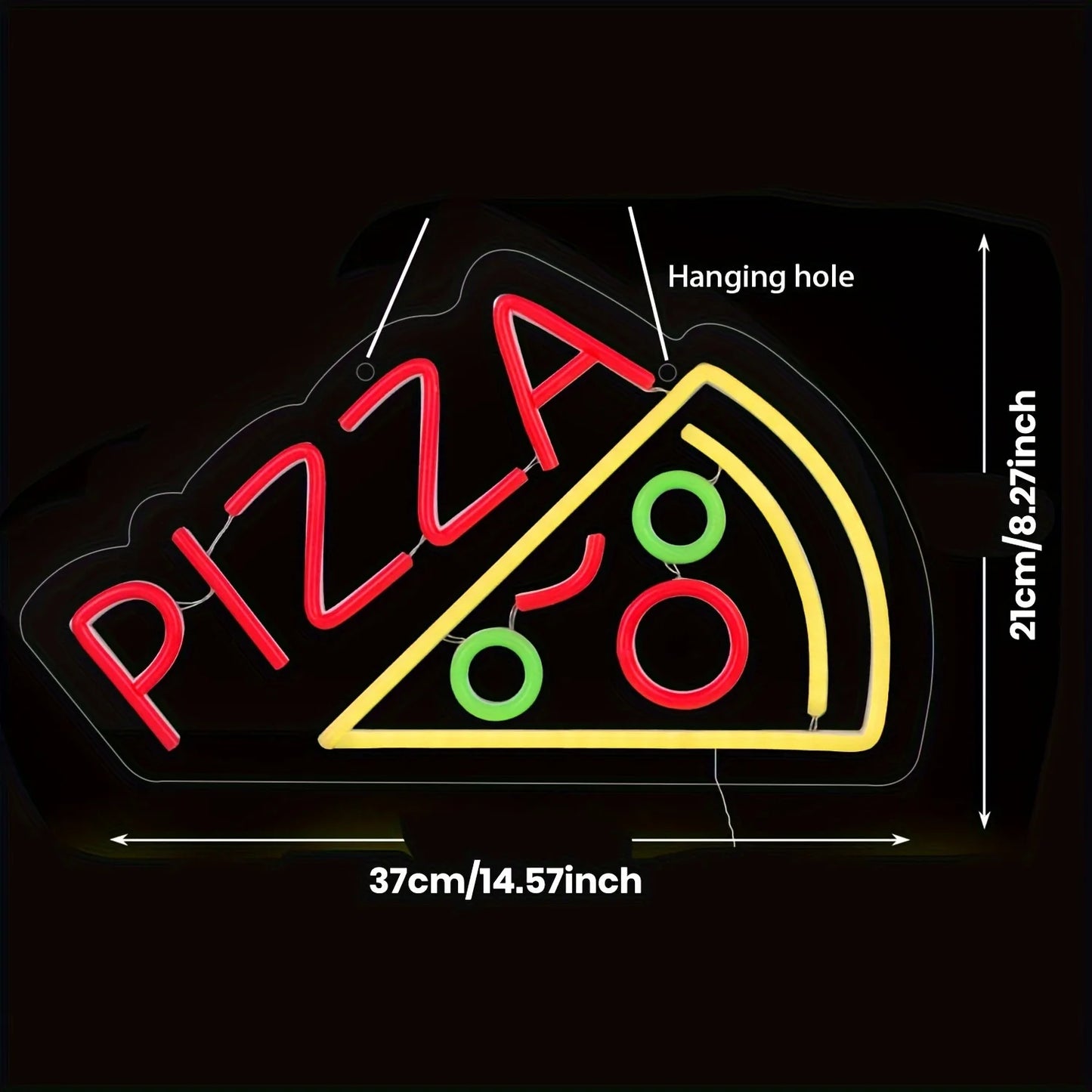 Pizza Neon Sign for Pizzeria Decor, Pizza Shaped Neon Sign,Pizza LED Neon Light for Restaurant,Kitchen,Store,Party,USB Powered