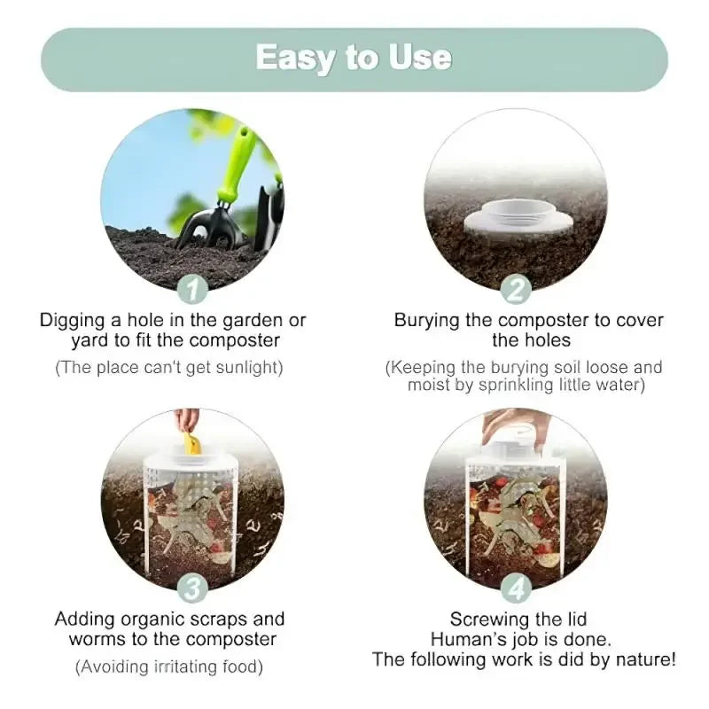 1 Pcs Outdoor Plastic Earthworm Compost Bin Underground Worm Compost Bin Farm Compost Bin Kit For Garden And Lawn Care
