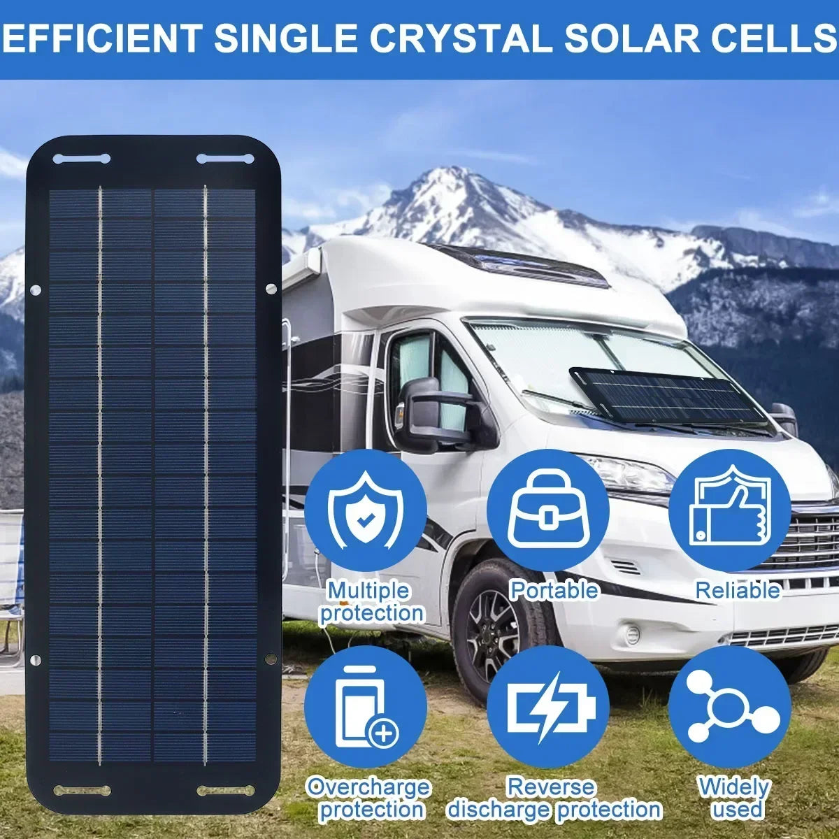 12V Solar Panel Kit IP65 Waterproof Solar Trickle Charger Portable Solar Powered Charger Kit High Efficiency Car Battery Charger
