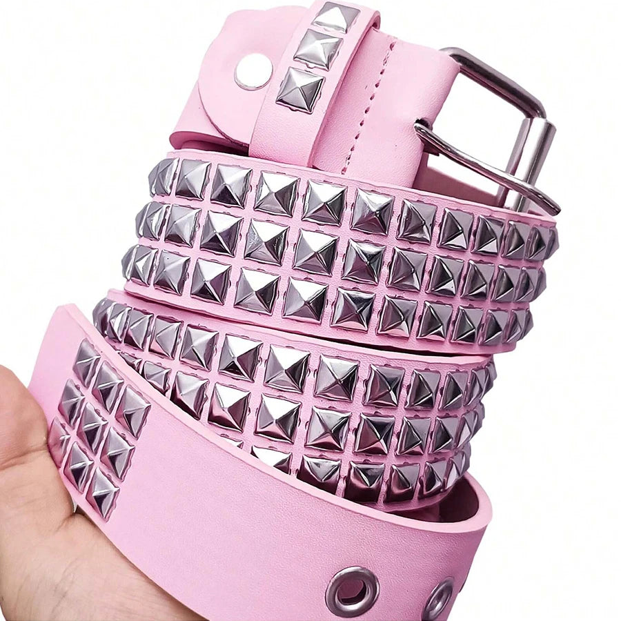 Pink Y2K Punk Goth Rivet Belt with Studded for Womens Girls Cute Punk Accessories