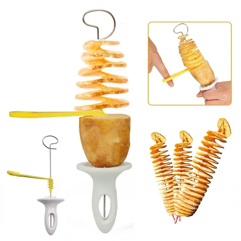 Spiral Potato Cutter Twisted Slice Potato Tower Whirlwind Potato Cut Diy Creative Fruit And Vegetable Spiral Slicer For Kitchen